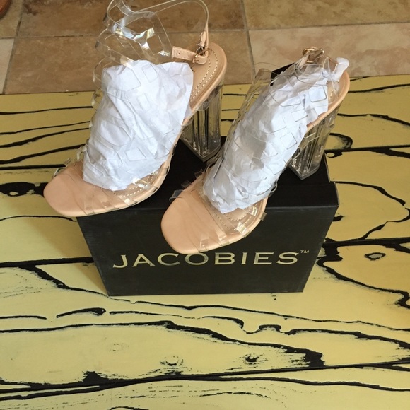 Jacobies women’s clear peep toe heel strappy - Picture 3 of 4